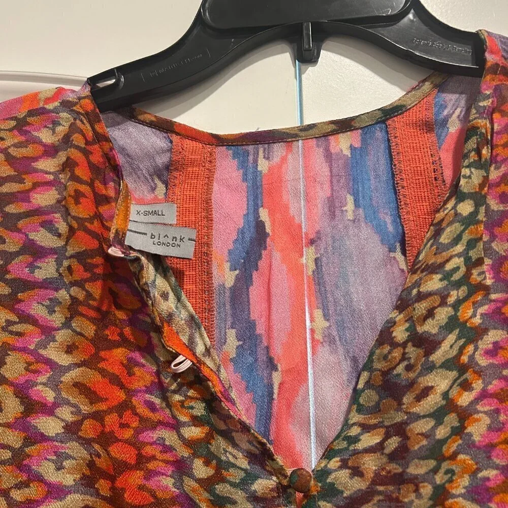 Anthropologie x Bl^nk London Miranda Peasant‎ Multicolor Blouse Women's Size XS - Picture 7 of 10
